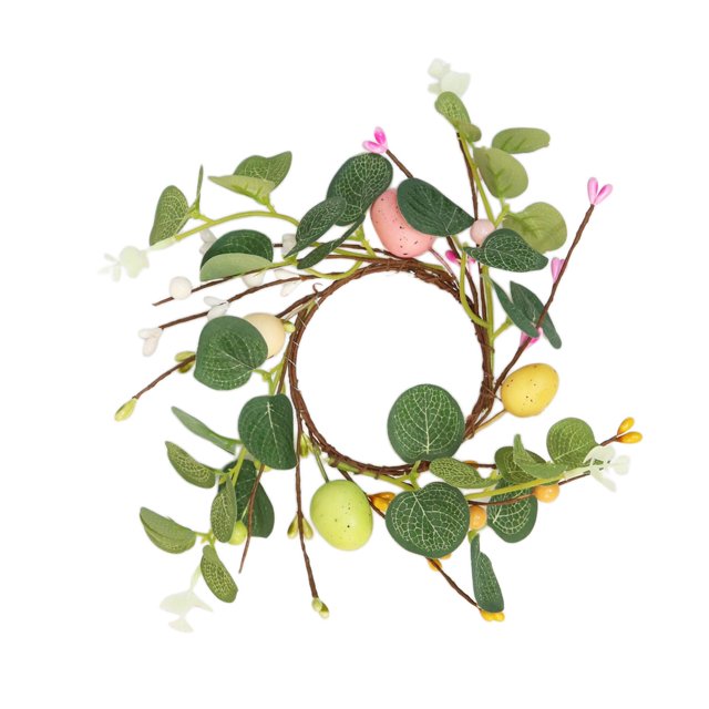 Abbracc Easter Candle Rings Wreath Candlestick Candleholder Greenery Leaves Mini Hanging 18cm