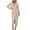 Khaki, variant on Women Dress Casual Buttocks V-Neck Solid Bandage Long Leeve Dress or