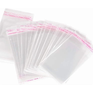 100pcs Small Transparent Plastic Candy Bag Pouch Self-adhesive Cellophane Bags Packaging Bag Biscuit Sandwich Chocolates Beads Jewelry Gift(10×15cm)
