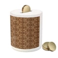 thumbnail image 3 of East Piggy Bank, Floral Arrangement with Spirals and Dots Abstract Foliage Pattern, Ceramic Coin Bank Money Box for Cash Saving, 3.6" X 3.2", Brown Pale Brown Beige, by Ambesonne, 3 of 4