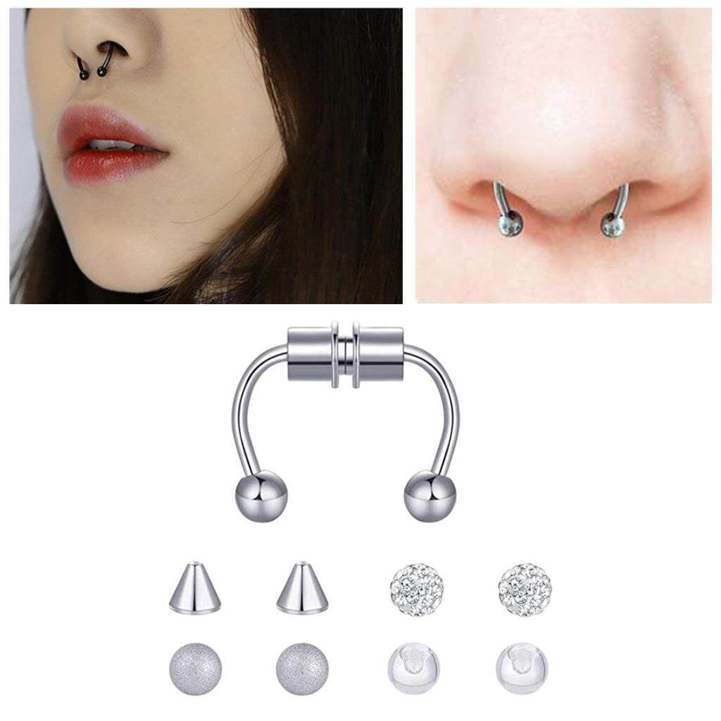 Magnetic Fake Septum Nose Rings Hoop Horseshoe for Women Piercing for Women Acrylic Silver Walmart
