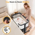 thumbnail image 4 of COFUNOK Baby Bassinet,Baby Bassinets Bedside Sleeper With 360° Swivel Wheels,Bedside Bassinet for Newborns,7 Adjustable Height,Full-Mesh Sides,Large Storage Basket-Dark gray, 4 of 6