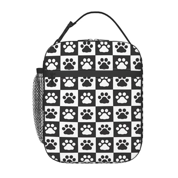 White Dog Paws Lunch Bag Portable Thermal Lunch Box for Men and Women