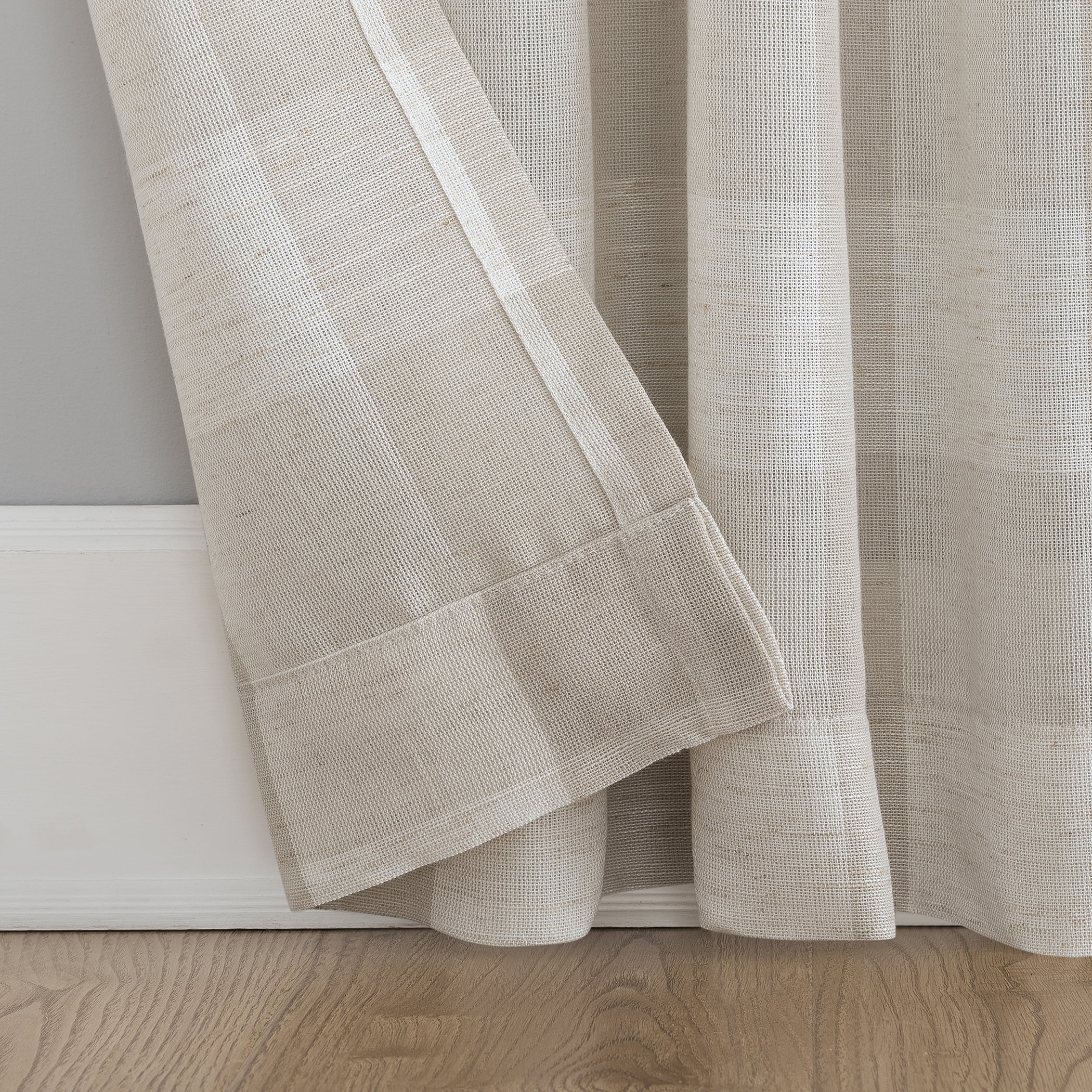 Better Homes and Gardens Buffalo Plaid Semi-Sheer Back Tab Curtain Panel, 50" x 84", Beige