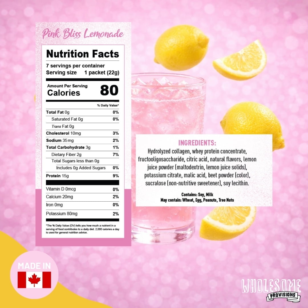 Protein Fruit Drink Mix, 15g Protein, Low Sugar, Collagen + Prebiotics, No Artificial Colors or Dyes, Refreshing by Wholesome Provisions(Pack of 5, Pink Lemonade)