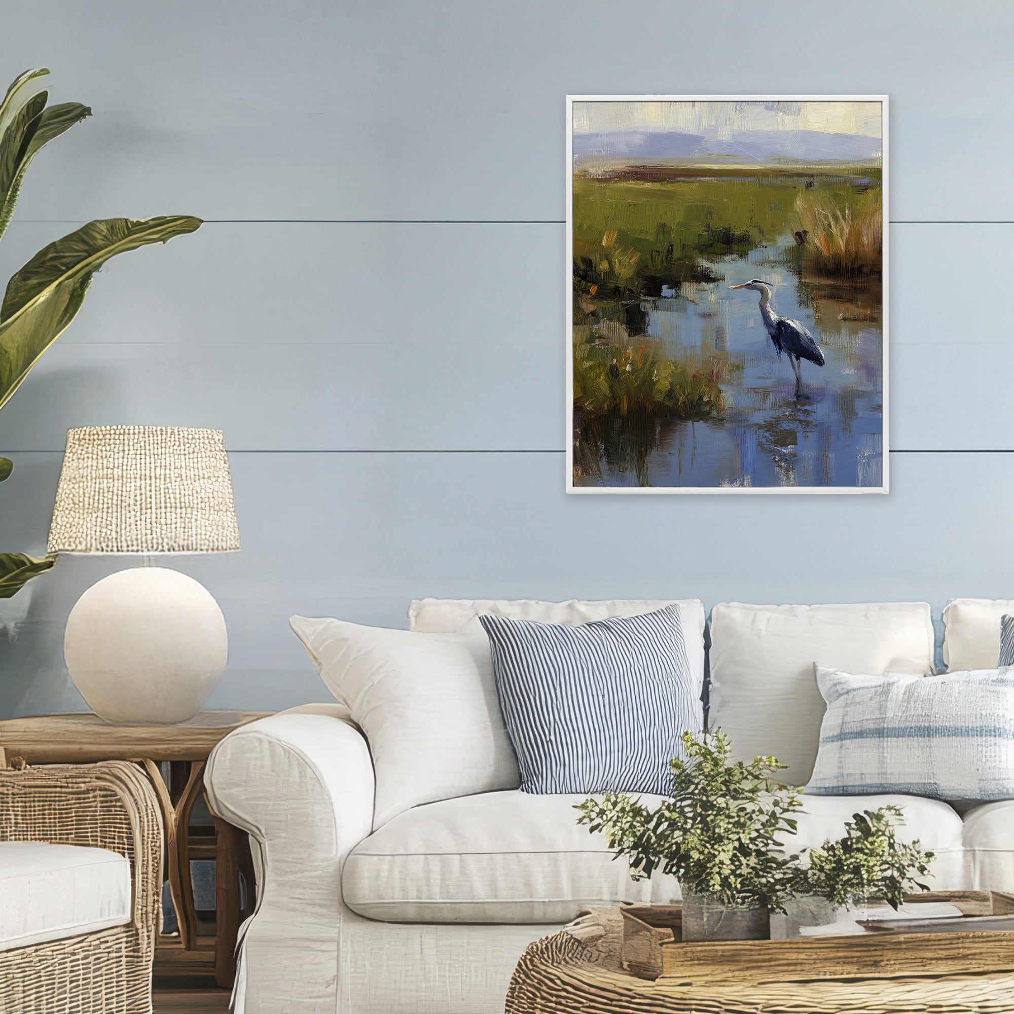 Stupell Industries Bird Among The Reeds White Framed Giclee Art, design by Svetlana Aleynikova