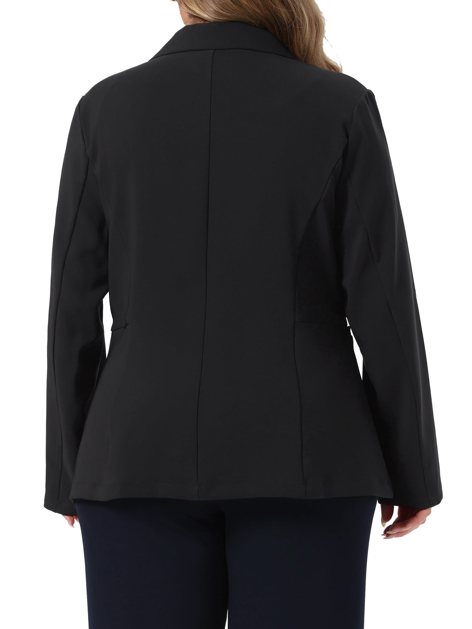 DARING DIVA Women's Plus Blazer Lapel Collar Long Sleeve Work Blazer 4X Black