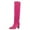 Pink, variant on FSJ Women Trendy Pointed Toe Medium Chain Heel Knee High Boots Stretch Side Zipper Evening Work Outfit Shoes Size 8 Pink