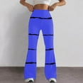 thumbnail image 2 of QATAINLAV High Waist Mini Flared Leggings for Women Casual Bootcut Yoga Pants Milk Silk Comfy Bell Bottoms Fashion Stripe Printed Lounge Legging Pant Blue S, 2 of 8