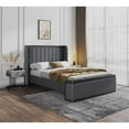 thumbnail image 2 of Manhattan Comfort Kingdom Faux Leather Full Size Bed Frame in Gray, 2 of 8