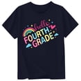 thumbnail image 2 of School Uniform Tshirts Girls Casual Letter Print Tee Short Sleeve Round Neck Top Girls Tshirts Black 3-4 Years, 2 of 3