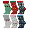Sumona 6 Pairs Women Christmas Holidays Fancy Design Novelty Crew Socks