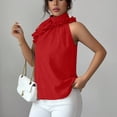 thumbnail image 5 of Women's Sleeveless Solid Color Blouse with Petal Collar for Casual Wear, 5 of 5