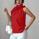 thumbnail image 3 of Moda Casual Collar de Pétalos sin Mangas para las Señoras, Camisa de Suéter de Cuello en V de Poliéster para el Verano Y el Uso Diario, 3 of 5