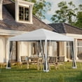 thumbnail image 2 of Outsunny 10' x 10' Pop Up Canopy Tent Gazebo with Removable Mesh Sidewall Netting, Carry Bag for Backyard Patio Outdoor, Cream, 2 of 10