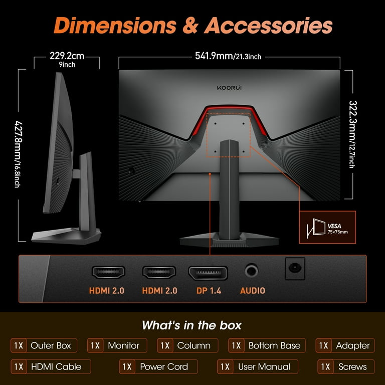 KOORUIモニター 24インチ 200Hz HDMI×2 G2411P Amazon.com: KOORUI Gaming Monitor, 24