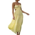 thumbnail image 2 of Gupgi Robe Longue Plissée pour Femmes à Bretelles Spaghetti, Décolleté Plongeant, Robes Fluides, Robe de Plage, 2 of 8