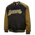 thumbnail image 2 of Men's Mitchell & Ness Olive Los Angeles Lakers Clutch Satin Raglan Full-Snap Jacket, 2 of 6