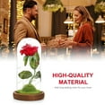 thumbnail image 2 of Labymos Artificial Rose Flower with LED Lights Glass Dome on Wood Base Forever Artificial Forever, 2 of 8