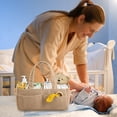 thumbnail image 6 of Rirozkan Corduroy Diaper Caddy Organizer, Portable Nursery Storage Basket with Handles, Large Capacity Baby Changing Supply Holder, Newborn Essentials Tote for Home, Travel, 6 of 7