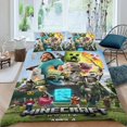 thumbnail image 2 of Una Película de Minecraft Conjunto de sábanas temático, trío de piezas, cómodo y amigable con la piel, diseño único, regalo de decoración para el hogar para familiares, amigos y fans, 90 cm * 190 cm, 2 of 6