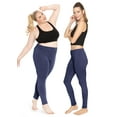 thumbnail image 2 of Stretch Is Comfort Women's Cotton Full Length Leggings Navy Blue Large, 2 of 6