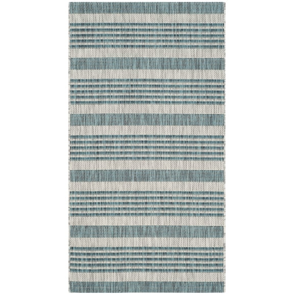 SAFAVIEH Courtyard Patrice Striped Indoor/Outdoor Area Rug, 2'7" x 5', Grey/Blue