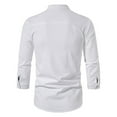 thumbnail image 4 of IROINNID Plain Long Sleeve Shirts for Men Comfy Spring And Summer Cotton Linen Shirt Stand Collar Shirt,White, 4 of 9