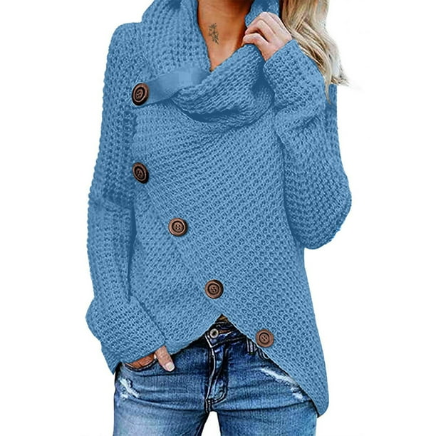 Women's Winter Warm Long Sleeve Turtleneck Knitted Sweater Pulover ...
