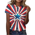 thumbnail image 1 of Tops de Ajuste Suelto para las Mujeres Sudadera Casual Impresa Manga Corta Cuello Redondo Superior, Poliéster, 1 of 8