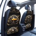 thumbnail image 3 of Xecao Gold Rose Skull Pattern Car Seat Back Protector 2 Pack Large Capacity Pocket, Kick Mats Back Seat Protector, 3 of 8
