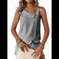 thumbnail image 3 of Blusa Informal Sin Mangas con Cuello en V Asimétrico y Estampado A Rayas para Mujer, Blusa de Verano Negro XL, 3 of 9