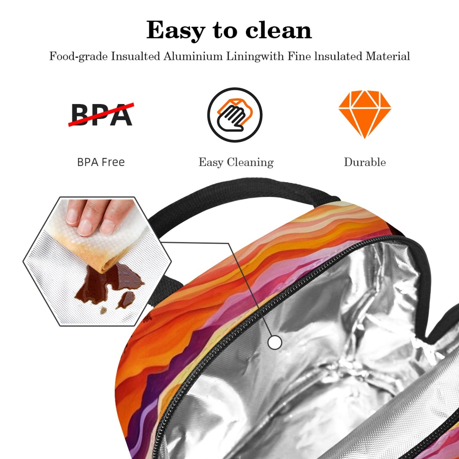 ERJLKXP Beautiful African Woman Insulated Lunch Bags for Women and Men,Adult Reusable Lunch Tote Bag for Work,cooler bag