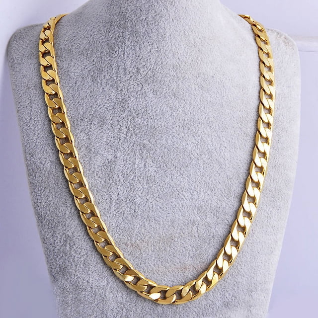 7MM 50cm Hombres 18k Chapado en oro amarillo Collar de cadena cubana Joyería para hombre Hip-Hop ER