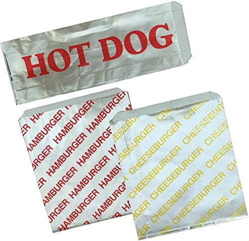Printed Foil Hamburger, Cheeseburger and Hot Dog Bags by