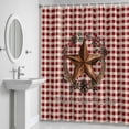 thumbnail image 5 of Farmhouse Country Shower Curtain for Bathroom Decor, Star Bless This Home Red Buffalo Plaid Waterproof Fabric Shower Curtain, 72"x78" Set with 12 Hooks, 5 of 9