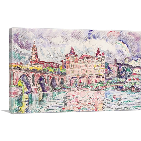 ARTCANVAS Blick auf Montauban bei Regen 1922 Canvas Art Print by Paul Signac - Size: 26" x 18" (1.50" Deep)