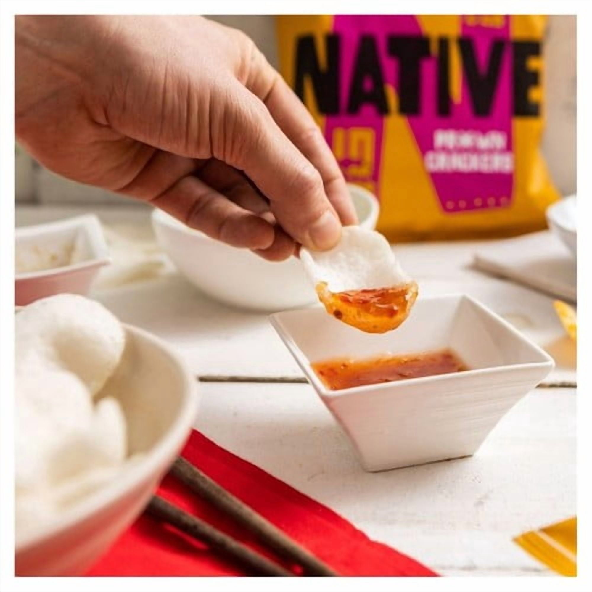 Native Vegan Prawn Crackers - Original Flavour Sharing Bag 60g, British Import (Pack of 6)