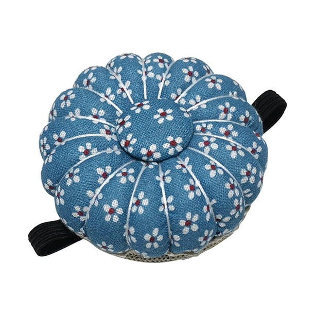 Cojín de alfileres magnético con pulsera, soporte para guardar objetos de costura, alfiler de calabaza Azul
