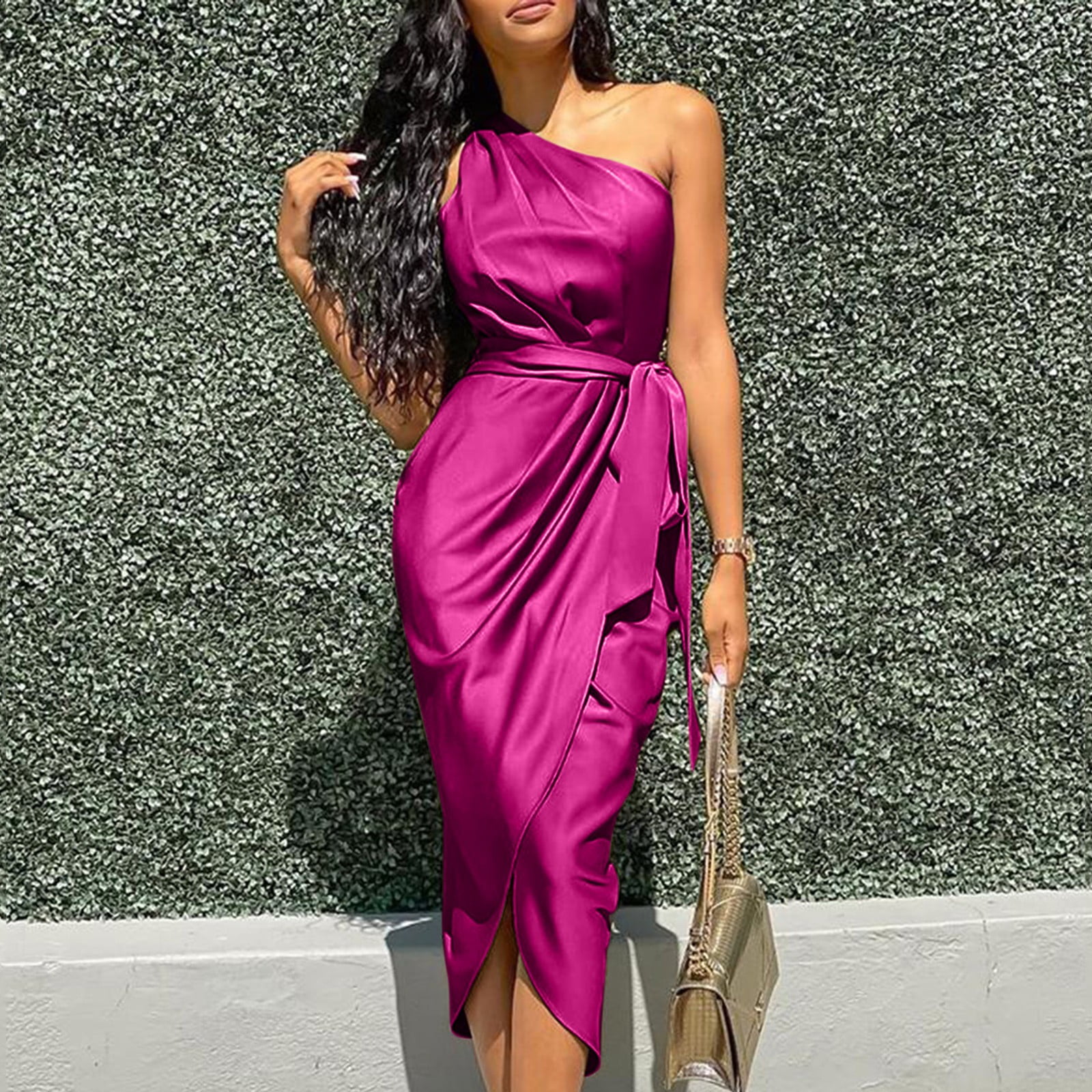 Roliyen Dresses For Women O-Neck Solid 
