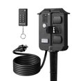 thumbnail image 1 of DEWENWILS Outdoor Power Stake Timer Waterproof, 100FT Wireless Remote Control, 6 Grounded Outlets, 6FT Extension Cord, Photocell Dusk to Da, 1 of 7
