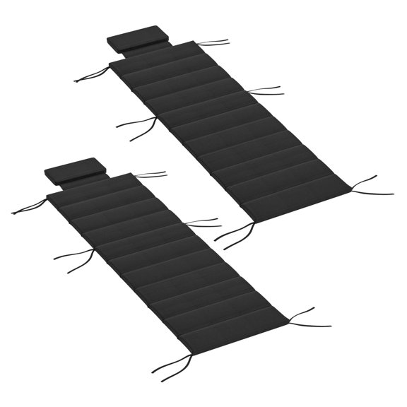 Foldable Chaise Lounge Cushion Set of 2, Outdoor Lounge Chair Cushion Set, UPF50  230gsm Olefin, 80" x 26" Black