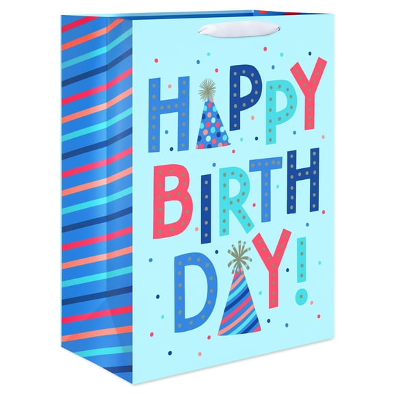American Greetings 20 in. Jumbo Light Blue Birthday Gift Bag, Funky (1-Count)