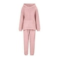 thumbnail image 4 of Pajamas For Women Set Christmas Women'S Autumn And Winter Solid Color Hooded Long Sleeve Pocket Casual Pants Home Two Piece Set Pajama Set, 4 of 5