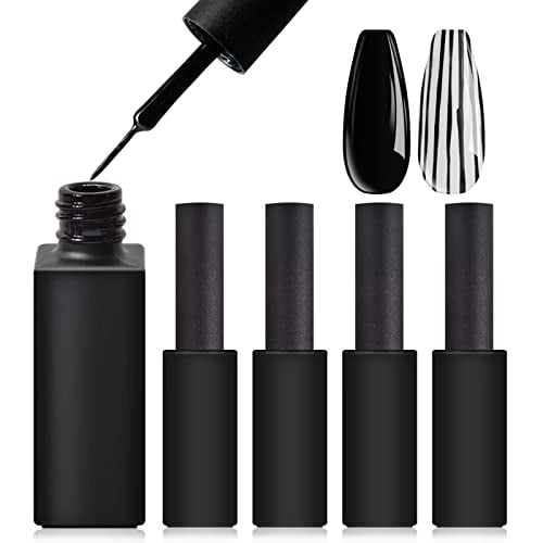 Ensemble de 3 Pcs de Doublures en Gel pour Art des Ongles - Ensemble de Vernis Gel Blanc Noir Rouge pour Peinture Gel pour Art des Ongles, Dessin au Trait, Ensemble de Vernis Gel pour Salon de Manucure
