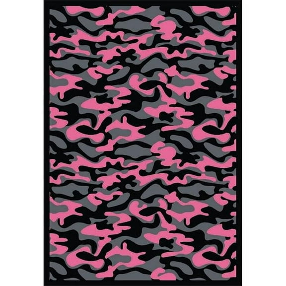 Funky Camo Pink 5 ft.4 in. x 7 ft.8 in.  WearOn Nylon Machine Tufted- Cut Pile Whimsy Rug