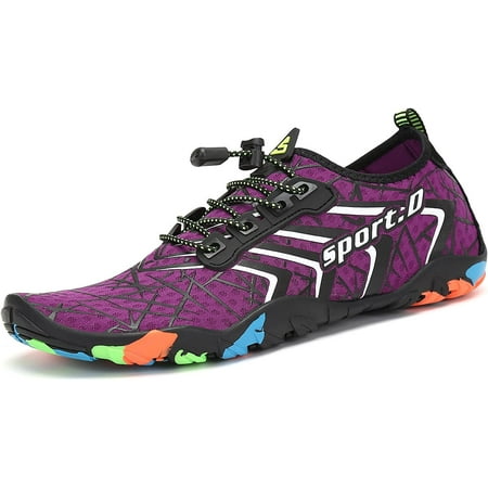 

Mens Womens Water Shoes Quick Dry for Diving Surf Beach Walking Purple White (Feet Long 267mm)