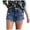 Blue, variant on JIUKE Jeans Shorts for Women High Waisted Frayed Ripped Stretchy Tassels Denim Shorts with Pockets