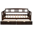 thumbnail image 5 of Twin Size Pinewood Daybed Sofa Bed with Two Pull Out Storage Drawers,Space-Saving Daybed with Guardrails 10 Wooden Slats Support for Living Room Bedroom Kids Adults,No Box Spring Needed,Espresso, 5 of 7
