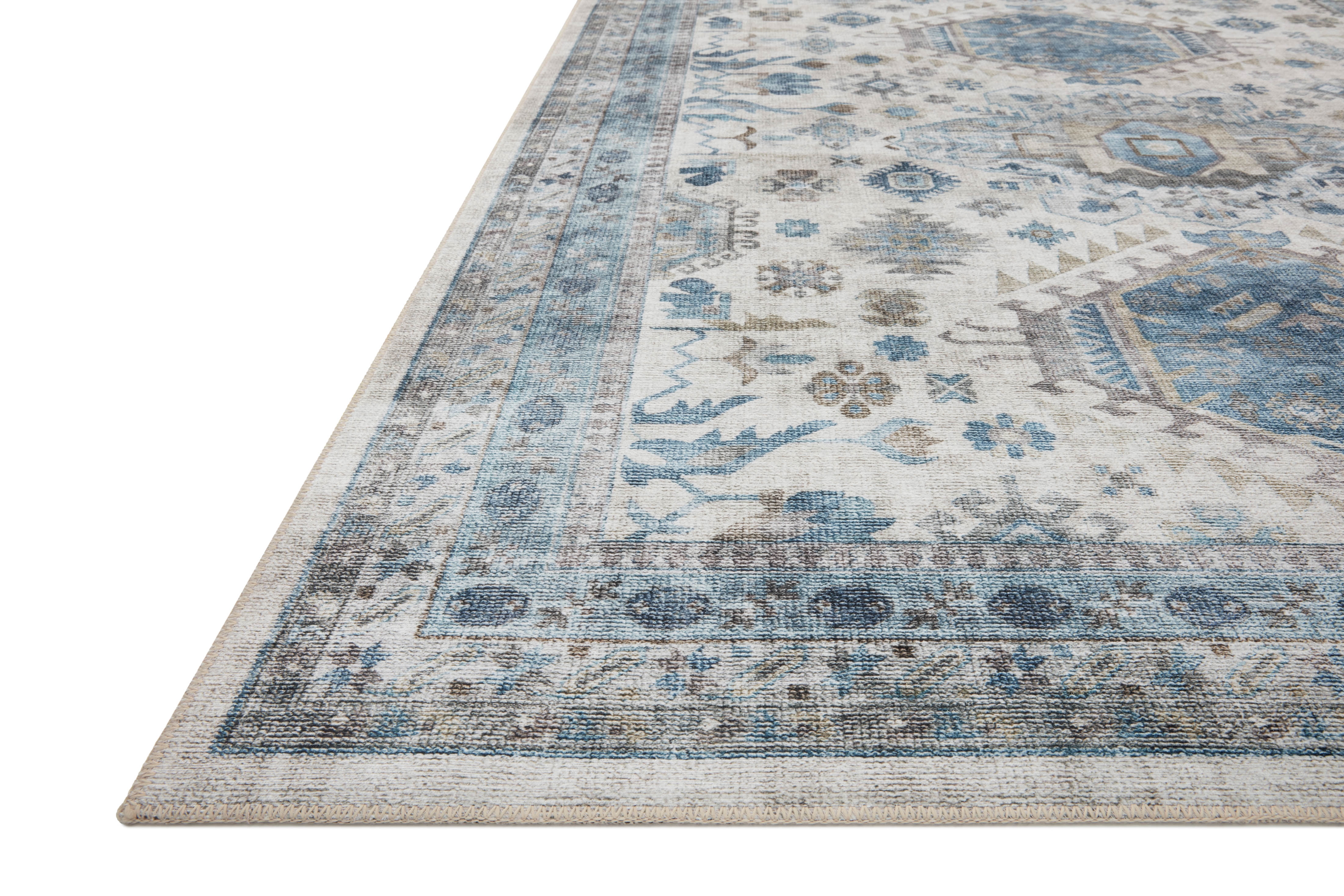 Loloi Heidi Collection HEI-04 Ivory / Ocean, Southwestern Area Rug 18" x 18" Sample Swatch